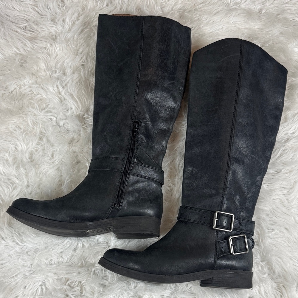 Lucky Brand Black Leather Riding Boots size 7.5M - Picture 2 of 10